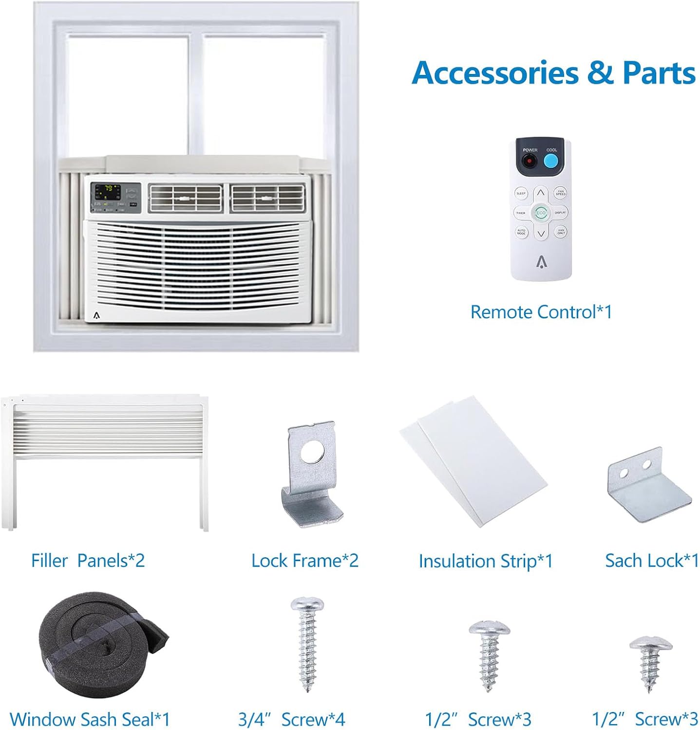 TrailBlaze 8000 BTU Window Air Conditioner with WiFi, Up to 650 Sq.Ft., Window AC Unit with Remote & App Control, Self-Evaporation, Auto-Atomizing, Eco & Sleep Mode, 24H Timer, 115V/60Hz, White