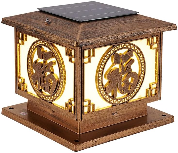 Solar Fence Post Cap Light Solar Deck Pillar Lights Outdoor Waterproof Cast Aluminum Exterior LED Lamp Fixture 3000K Solar Post Light for 4x4 5x5 6x6 Wooden Posts Patio Landscape Lighting