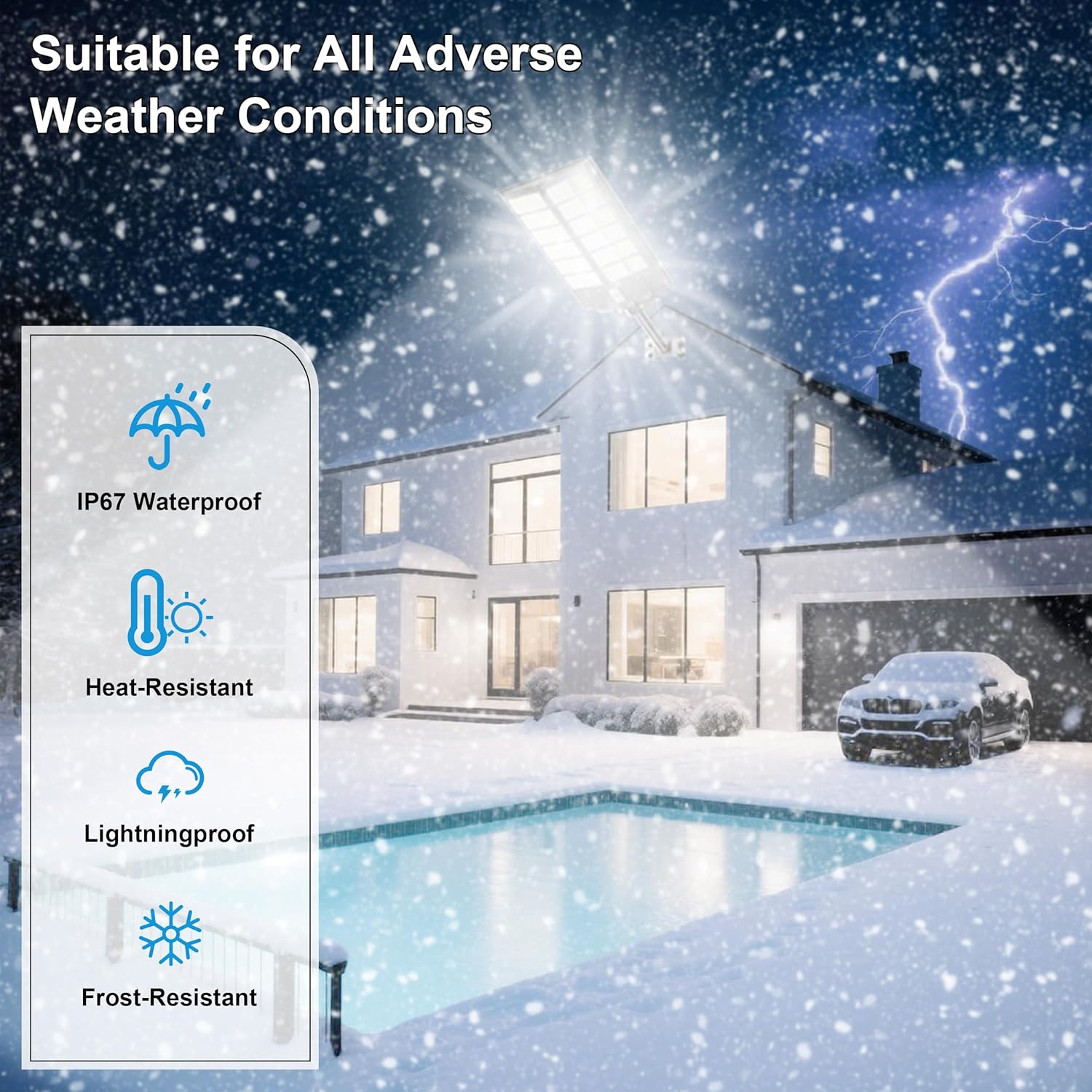 2-Pack Solar Street Light -9000W Solar Street Lights Outdoor 120000LM,7000K Commercial Parking Lot Light, Flood Outdoor Lights IP66 Waterproof with Motion Sensor，3-Year Warranty