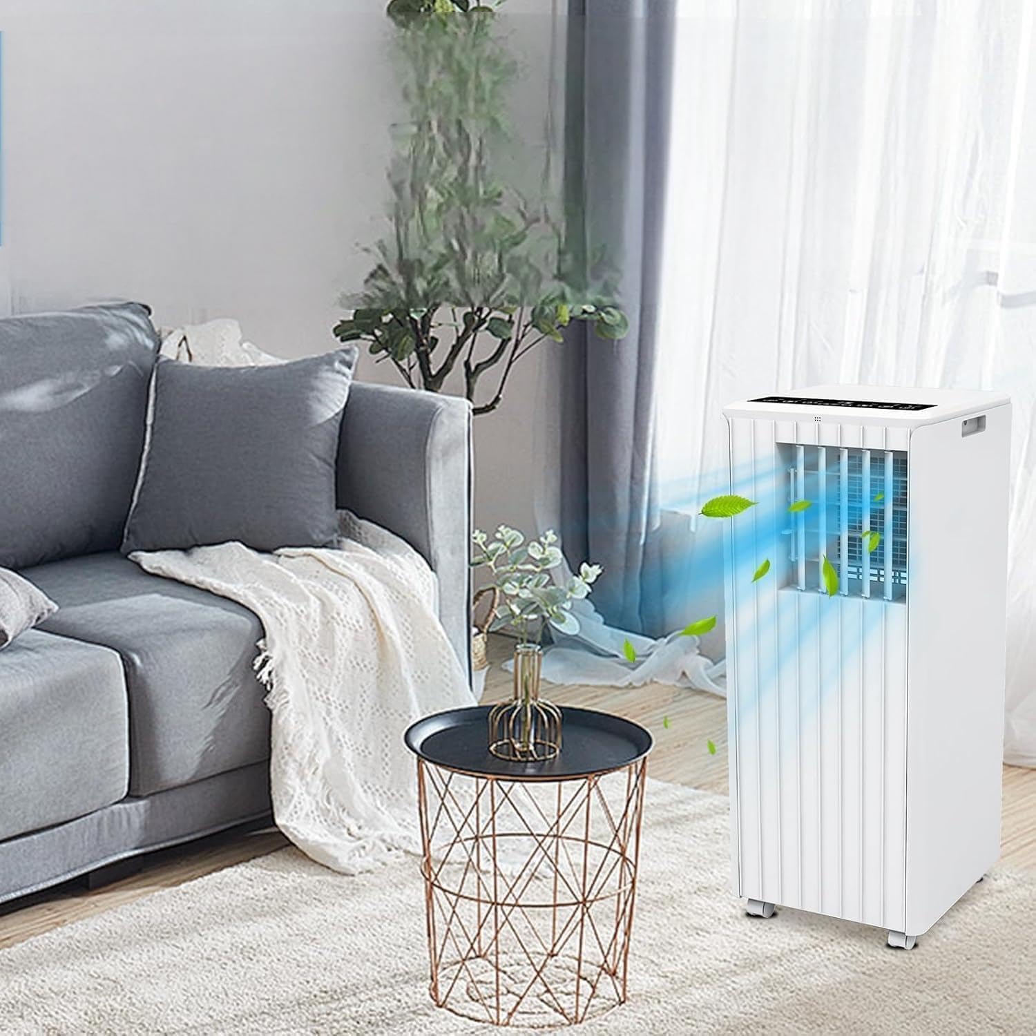 3-in-1 Air Conditioner 8000BTU Portable AC Unit Cool Up to 350 Sq.Ft, with Fan, Cool, Dehumidifier Modes, Remote and LED Control for Home, Bedroom, Office (Black)