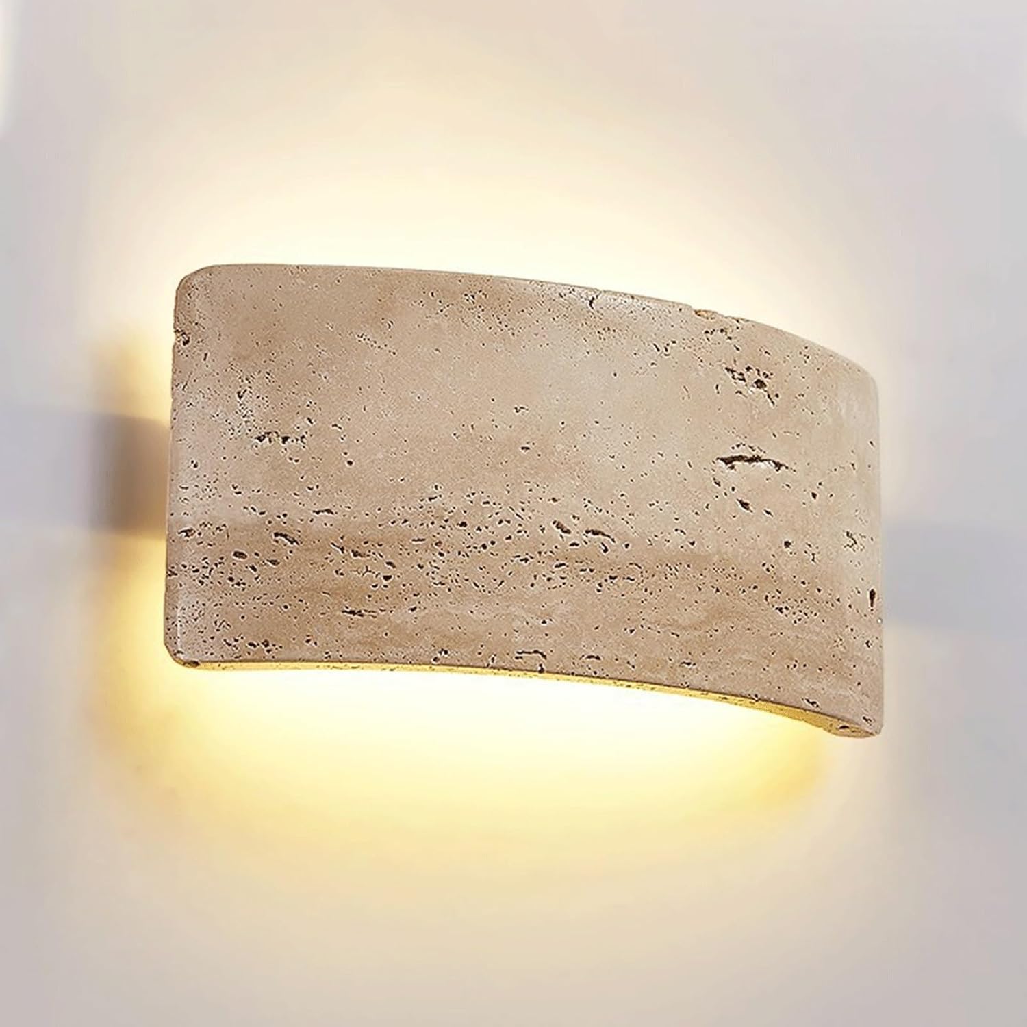Natural Stone Wall Sconce Arcs Yellow Travertine Wall Light Outdoor Indoor Decorative Lighting Fixture for Bedrooms Living Rooms Kitchens Garden Patio