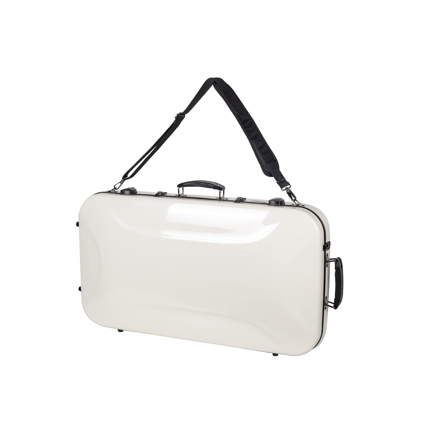 Crossrock Fiberglass Double Case-Fits Two 30'' Baritone Ukuleles, with Accessory Compartment, Backpack Straps, TSA Lock-Milky White (CRF2020DBUMW)