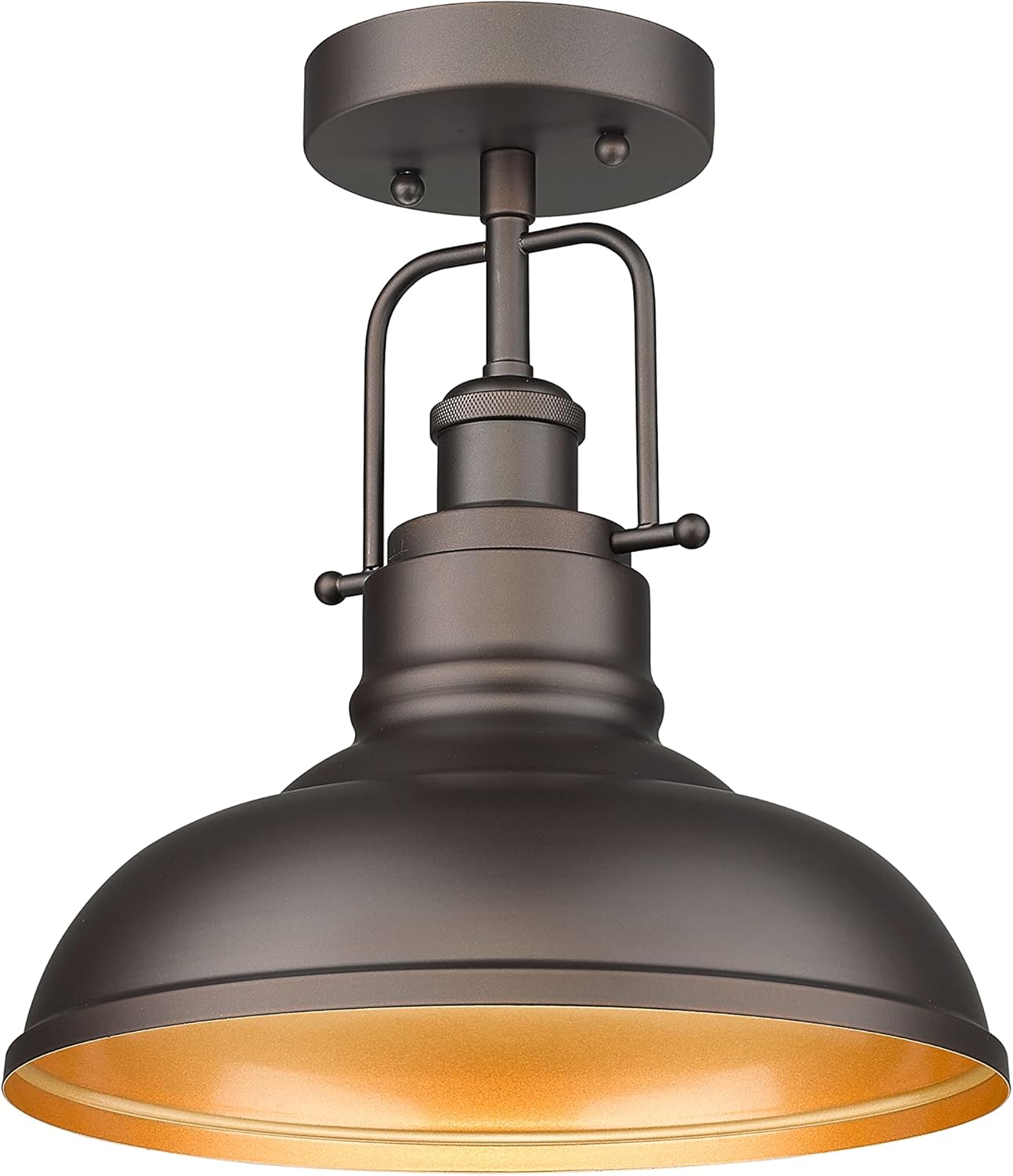 zeyu Farmhouse Semi Flush Mount Light Fixture, 11 Inch Industrial Ceiling Light Fixture for Indoor, Oil Rubbed Bronze Finish, ZY41-F ORB
