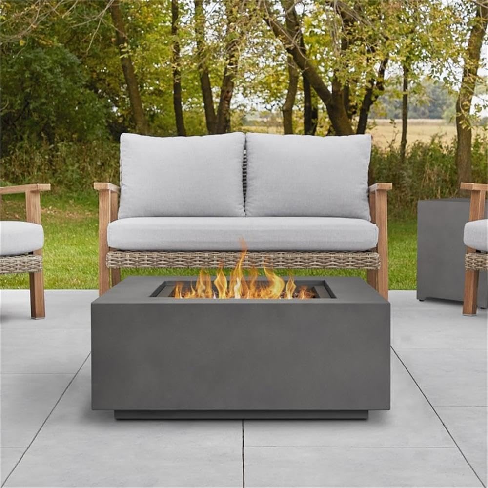 Real Flame Aegean Stainless Steel Fire Table with Conversion Kit in Slate Gray