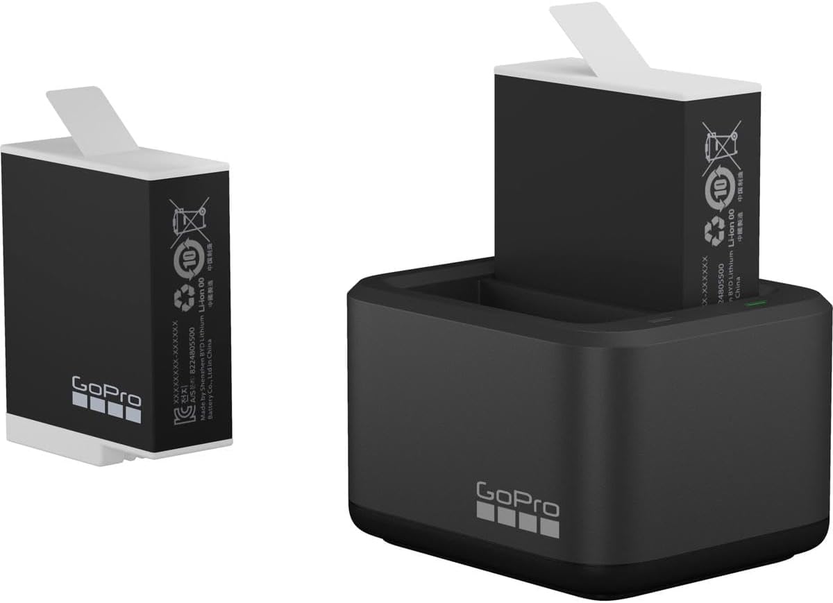 GoPro Dual Battery Charger + 2 Enduro Batteries (HERO12 Black/HERO11 Black/HERO10 Black/HERO9 Black) - Official GoPro Accessory