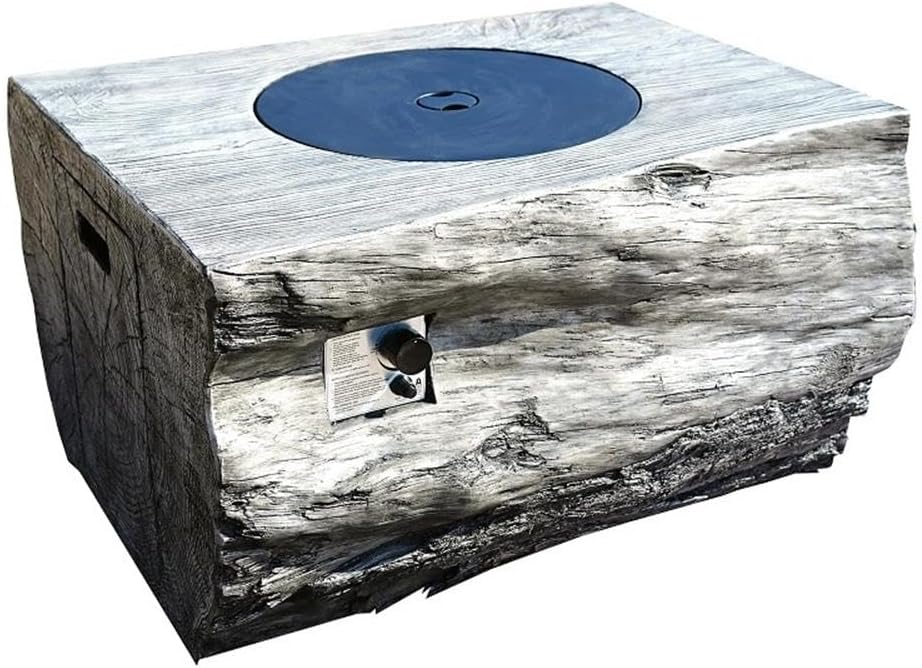 Modern Gray Aluminum Stone Propane Patio Outdoor Fire Pit Table