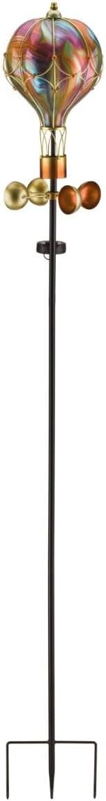Regal Art & Gift Swirl Balloon Spinner, 62-Inch Solar Garden Stake - Metal Wind Spinner with Solar Light - Outdoor Kinetic Garden Sculpture for Yard Art, Patio & Lawn Décor - Orange