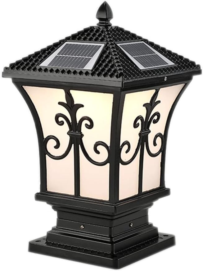 RCIDOS IP54 Outdoor Pillar Lamps Solar Column Head Lamp 1-Pack Waterproof Fence Door Post Cap Lamps European Style Courtyard LED Night Lamp Lighting Fixture for Villa Balcony Landscape - E27 Base