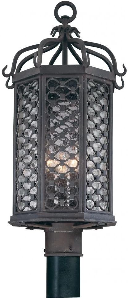 Troy Lighting Los Olivos 3-Light Outdoor Post Lantern - Old Iron Finish with Clear Seeded Glass