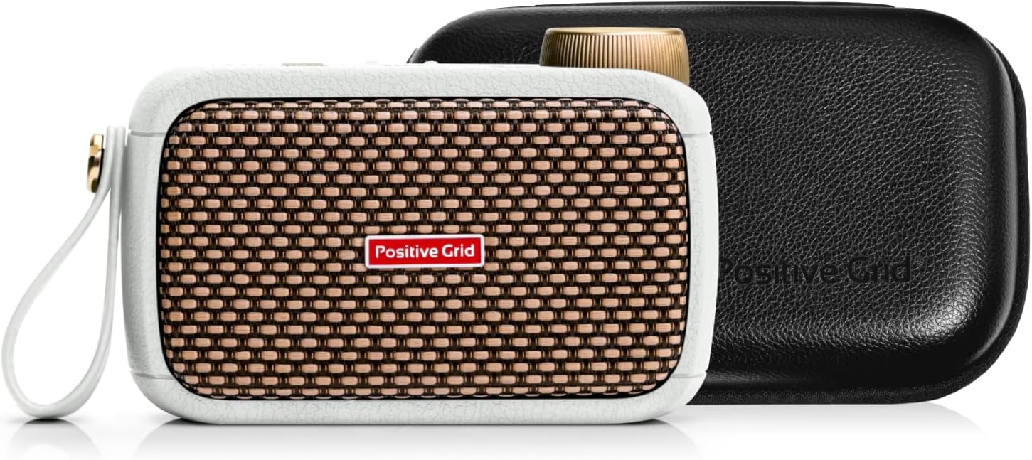 Positive Grid Spark GO Pearl + Carry Case Bundle – 5W Ultra-Portable Smart Guitar Amp & Bluetooth Speaker with Smart App for Electric Guitar, Acoustic or Bass
