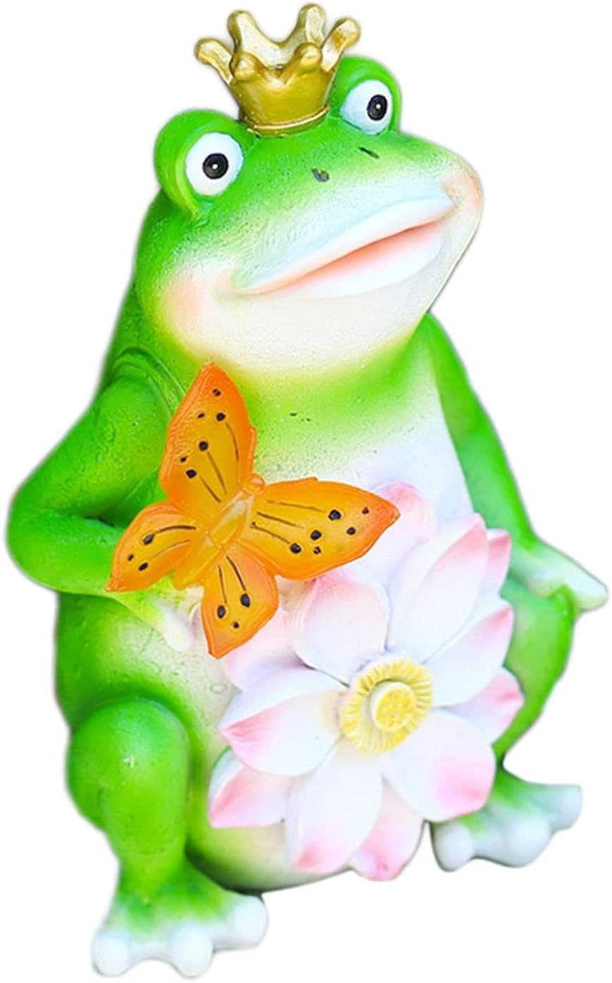 Garden Ornaments Decor Statue Outdoor,Art Statue Desktop Figurine, Lamp Frog Garden Sculptures LED Frog Statue Lawn Ornament Landscape Lights for Fence Lawn Garden Flowerbed Decor