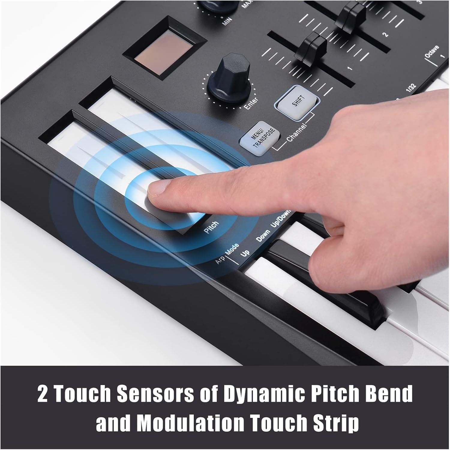 Keyboard Piano 25-Key USB MIDI Keyboard Controller with 8 RGB Backlit Trigger Pads 4 Assignable Control Knobs