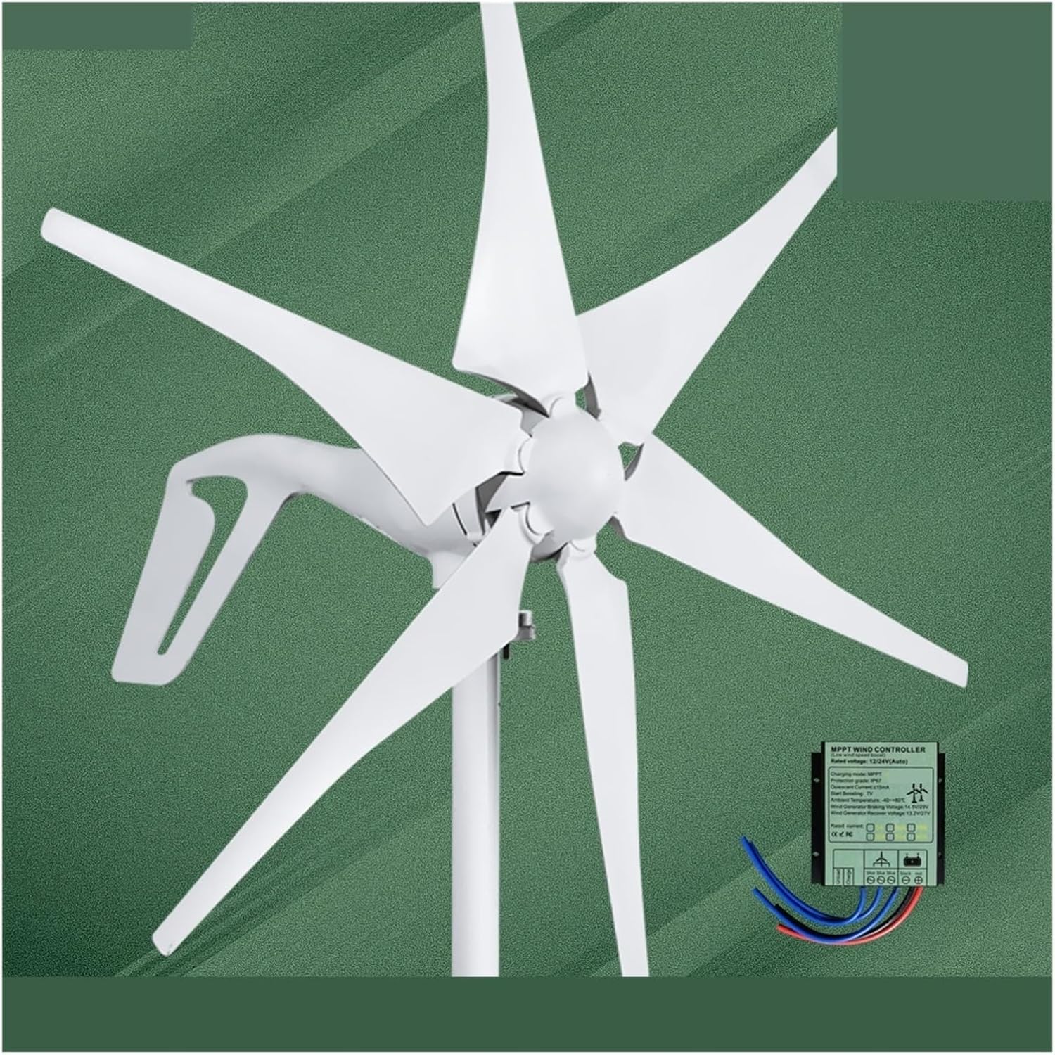 2000W Horizontal Turbine Wind Turbine Generator Kit, 12V/24V/48V Low Noise Vertical Axis Wind Turbine Generator with Controller Low Starting Speed for Home(Hybrid Controller,12V_2000W)