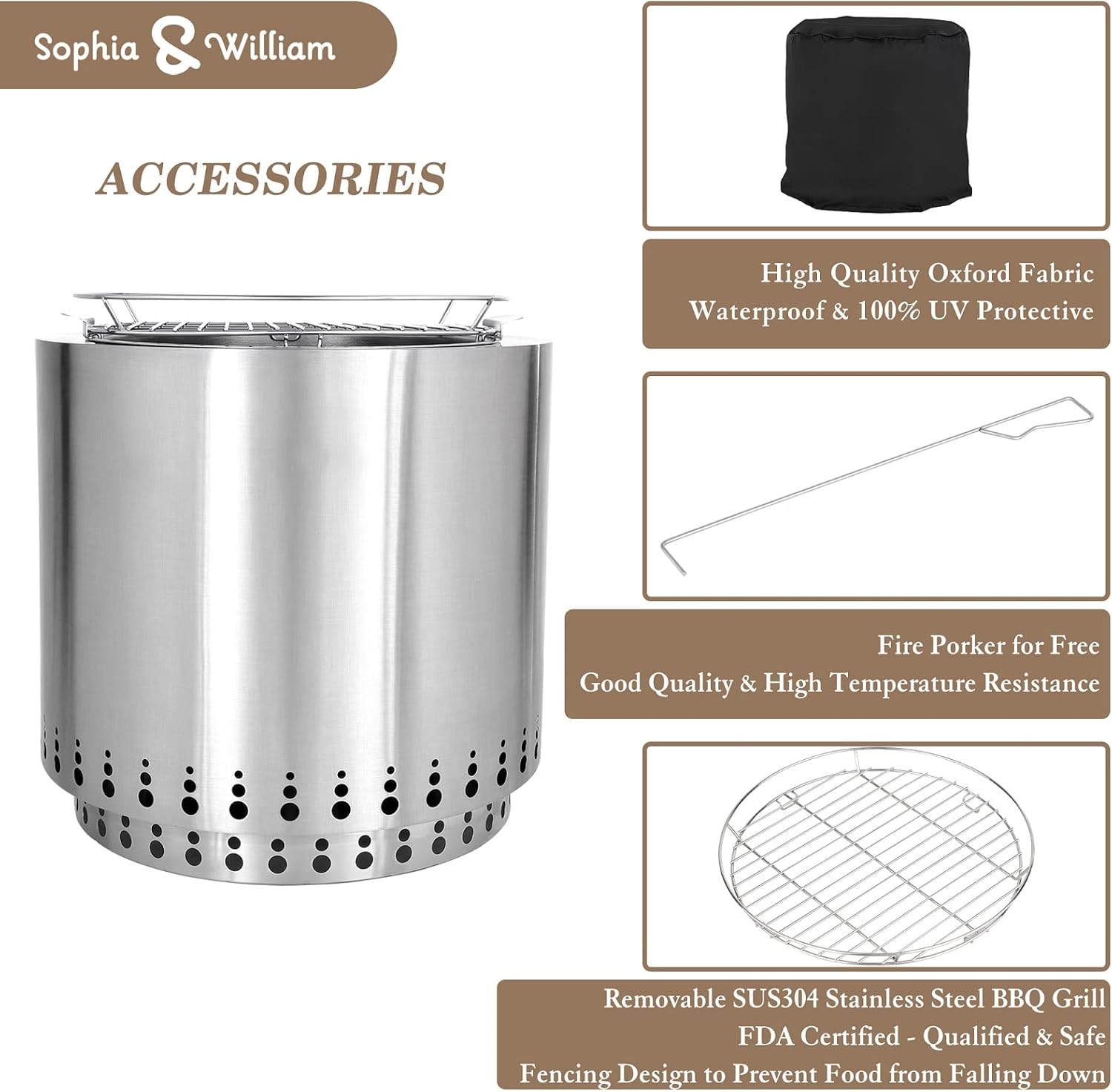 Sophia & William Smokeless Wood Burning Outdoor Fire Pits Stove, 17