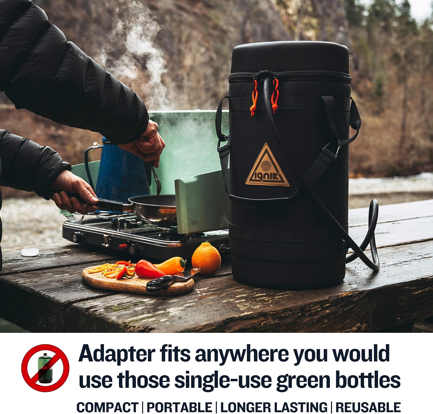 Ignik Refillable Gas Growler X 10-Pound Propane Tank with Carry Case and Adapter Hose, Black Case/Blue Tank