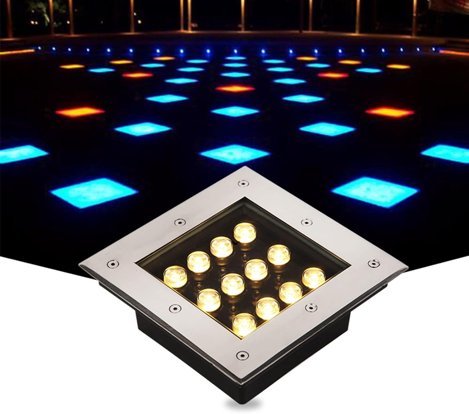 Square Underground Light Outdoor Ground LED Landscape Lamp IP66 Waterproof Driveway Lights for Garden Deck Step Villas Bridges Decorative