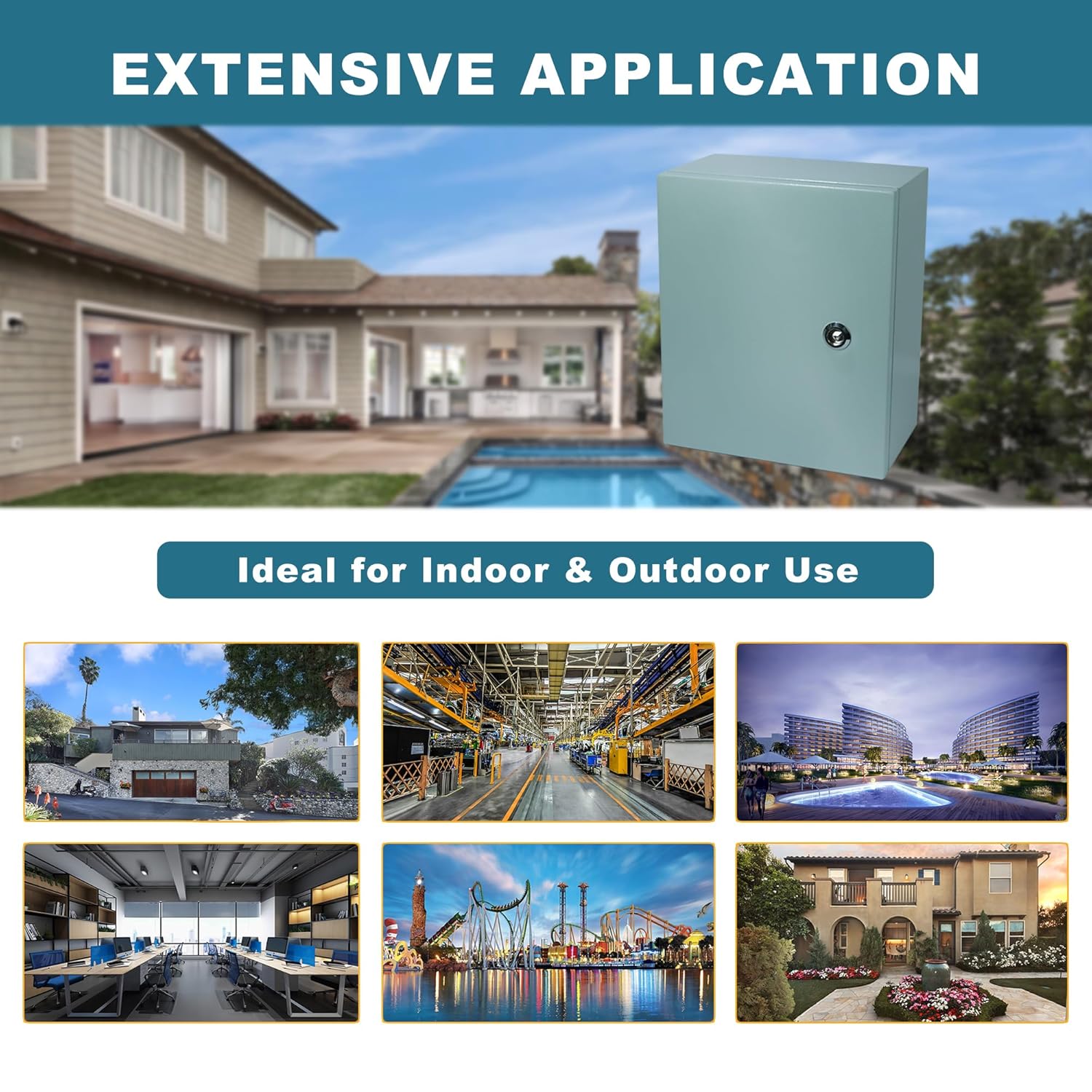 Generic Waterproof Electrical Enclosure 16 x 12 x 8'', Outdoor Electrical Box Weatherproof, Electrical Junction Box with Reinforced Lock, Gray, JYX403020