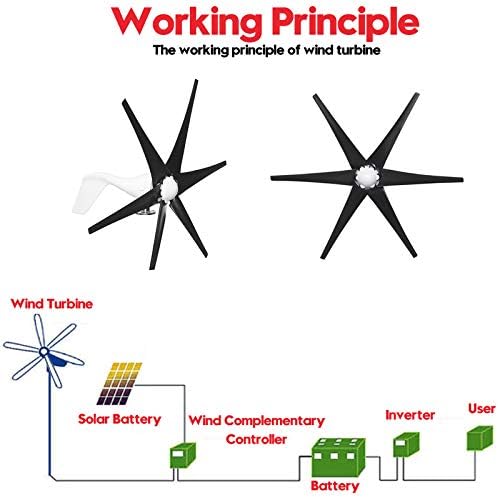 9000W 12V 24V 6 Blade Wind Turbine Generator Efficient Wind Turbine Horizontal Home Power Windmill Energy Turbines Charge,Black