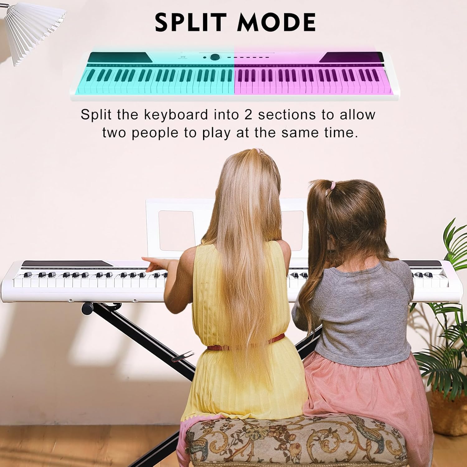 MUSTAR 88 Key Piano Keyboard, Full Size Digital Piano 88 Weighted Keys with Stand, Electric Piano Keyboard 88 Keys Semi Weighted with 2x25W Speakers, USB/MIDI, Case, Sustain Pedal, White