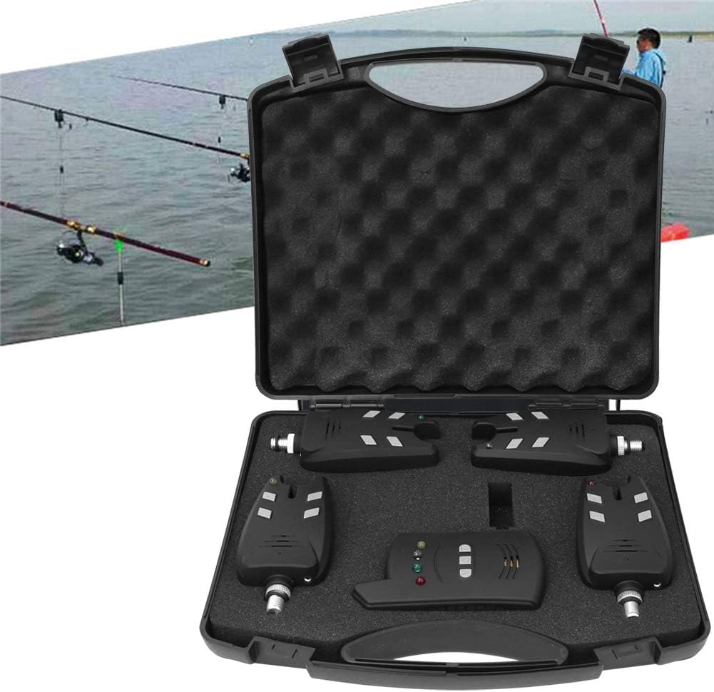 High Sensitive Electronic Fishing Bite Alarm Indicator LED Light Alert, 4 Fish Bite Alarm with 1 Receiver Indicator Sound for Other Fishing Tools and Accessories