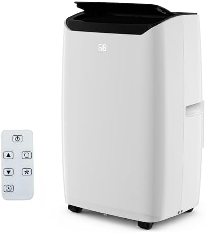 14,000 BTU Portable Air Conditioner for Room Up to 750 Sq.Ft, 4 in-1 AC Unit with Cooling, Fan, Dehumidifier & Sleep Mode, Remote Control & Window Kit Included for Home, Office, Apartment,White