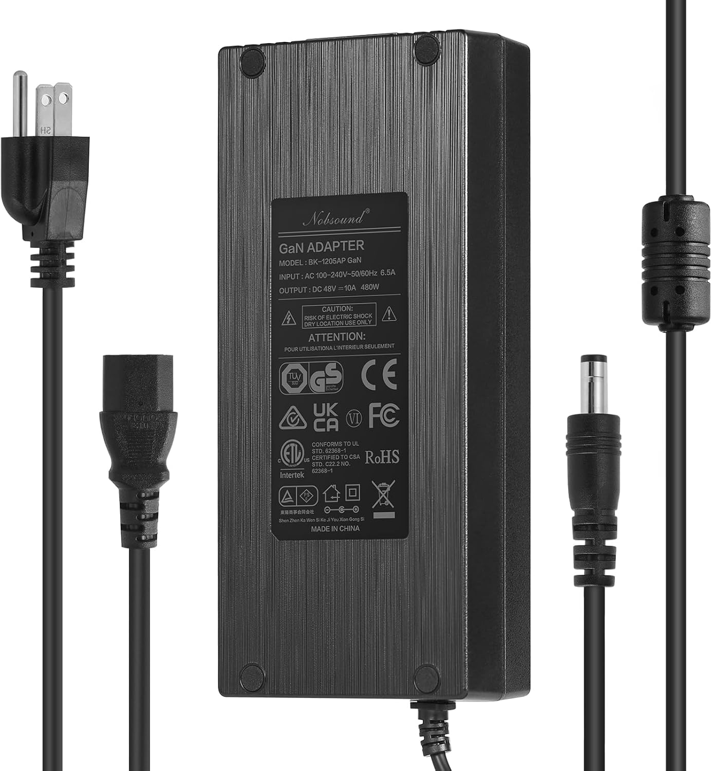 Nobsound 48V10A DC Power Supply Adapter 480W 100-240V Transformer for Amplifier