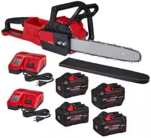 Compatible with Milwaukee 2727-21HD-48-59-1813GB-48-11-1881X2 M18 FUEL 16 in. 18V Brushless Cordless Battery Powered Chainsaw w/ (2) 12.0 Ah & (2) 8.0 Ah Battery, (2) Charger