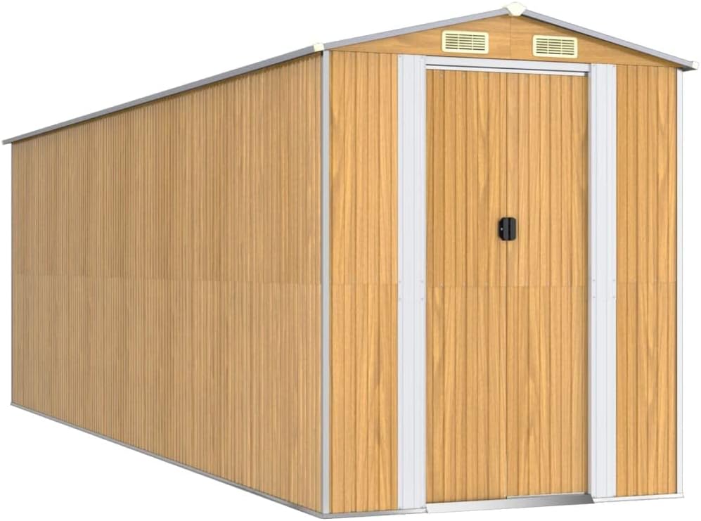 Garden Shed, Large Durable Galvanized Steel Storage Shed for Outdoor Tools, Backyard, and Patio Organization