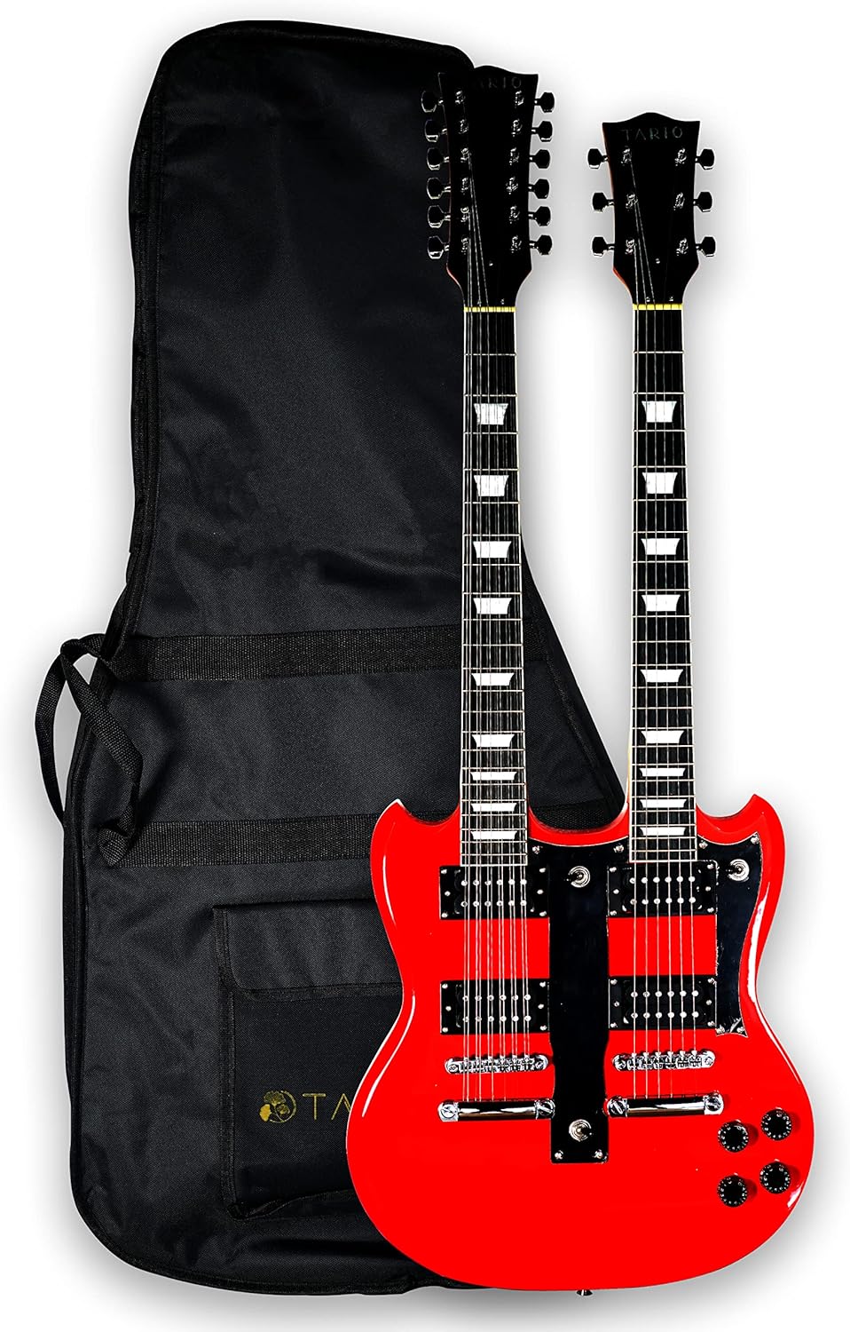 TARIO Double Neck Electric Guitar Double Head Electric Guitar 12 String & 6 String Mahogany Body Mahogany Neck