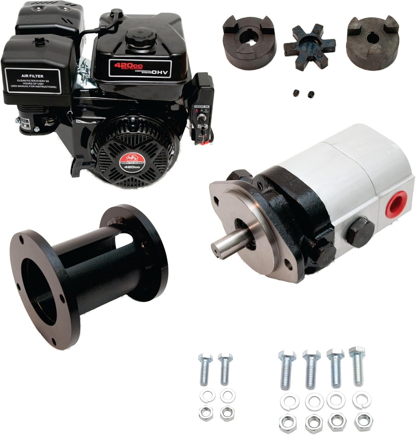 Tool Tuff Log Splitter Build Kit - 15 hp Electric-Start Engine, 28 GPM Pump, Coupler, Mount & Hardware