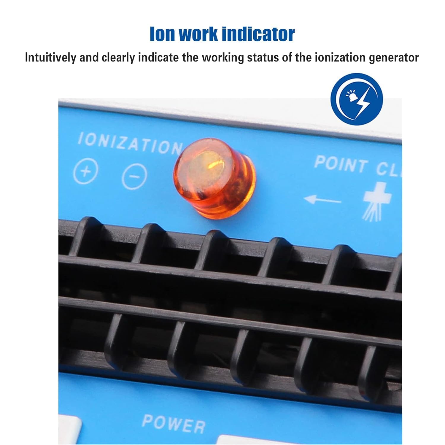 Anti-Static Ion Fan with Adjustable Airflow, Warm Air and Self-Cleaning Brush for Static Electricity Elimination in Electronic Production Lines and Maintenance Stations