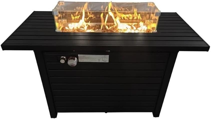 Living Source 25'' H x 42'' W Steel Propane Outdoor Fire Pit Table with Lid