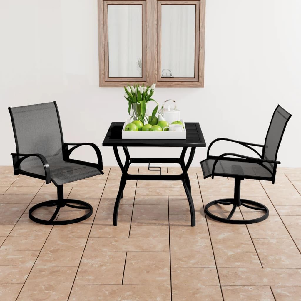 3 Piece Patio Dining Set Textilene and Steel Garden Furniture