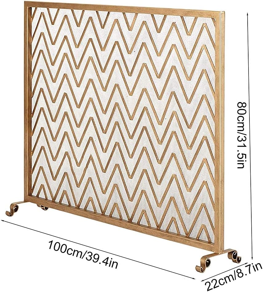 Black Fireplace Screen Guard, Spark Guard with Mesh Design, Freestanding Fire Panel for Stoves & Grills, 39.4