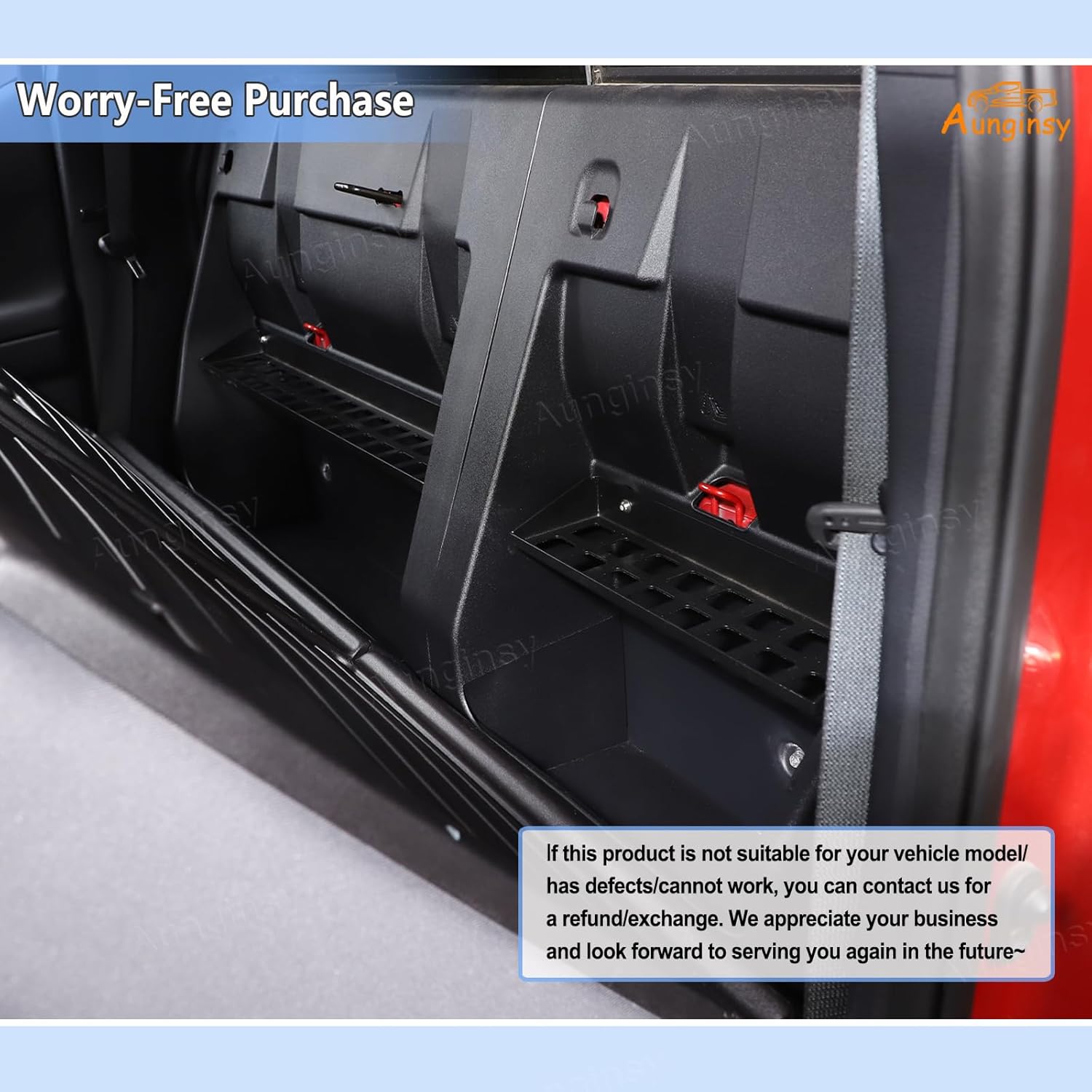 Aunginsy Backseat Car Organizer Tray Compatible with Toyota Tacoma 2016-2023 Aluminum Second-Row Seat Back Storage Partition Storage Rack Shelf Panel Hanging Expansion Storage Baffle Box Accessories