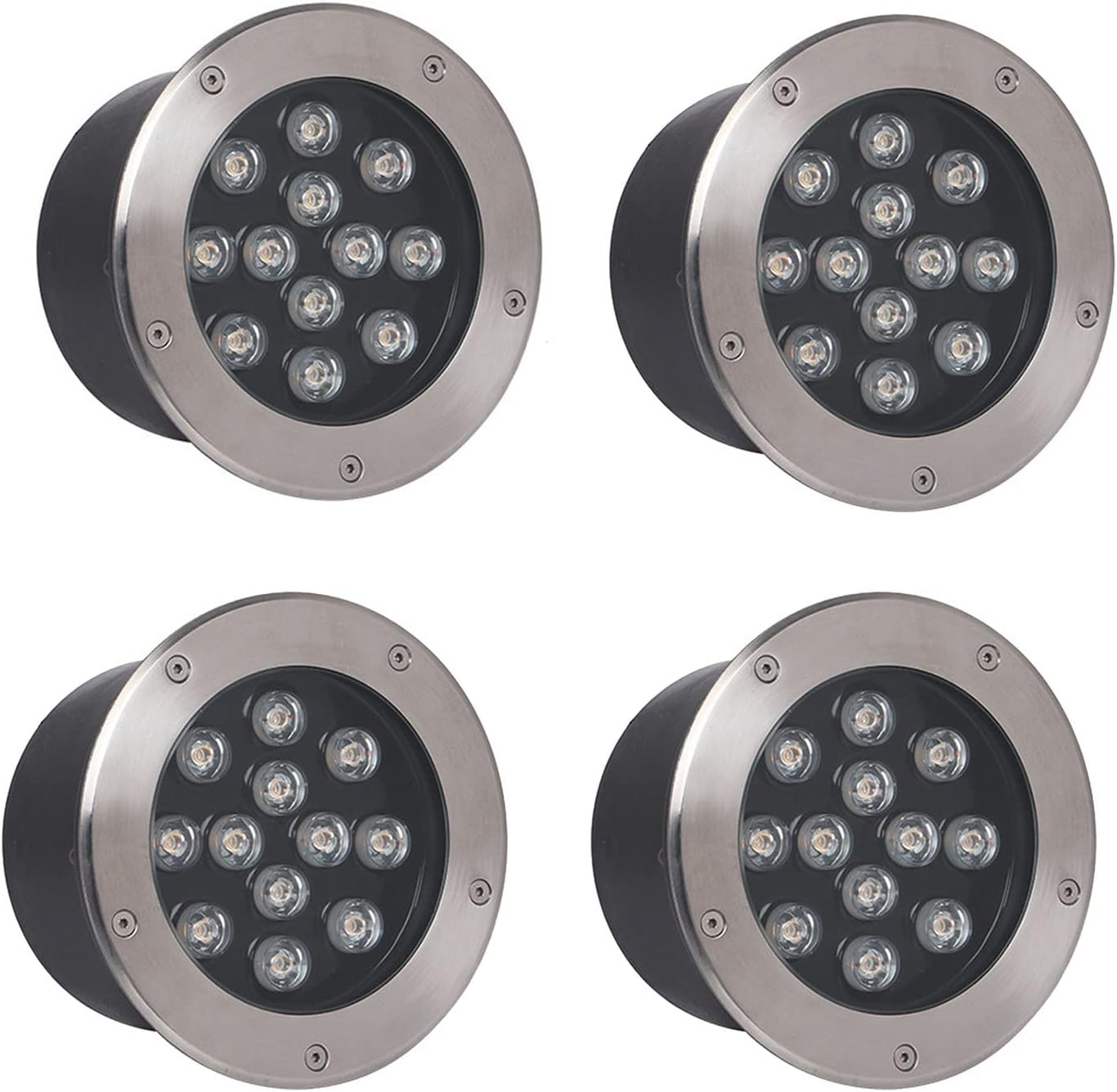 Outdoor Buried Lights LED Ground Lights Garden Underground Light IP65 Waterproof Recessed Well Lighting for Garden, Pathway, Patio, Landscape Lighting, 4 Pack (White 36W)