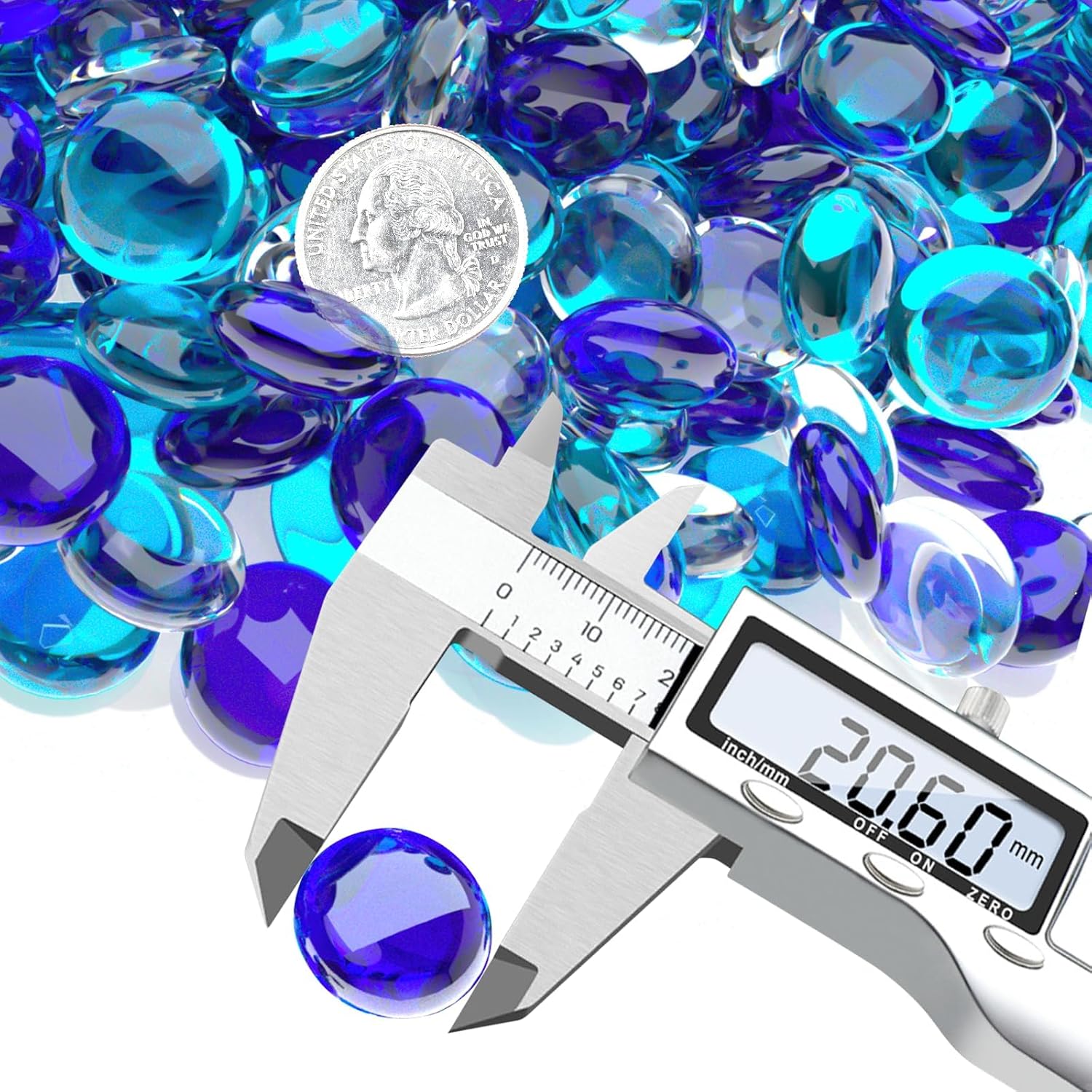 Uniflasy 20 Pounds Fire Pit Glass, 1/2 Inch Reflective Fire Glass Beads for Outdoor Firepit and Fireplace, High Luster Mixed Color