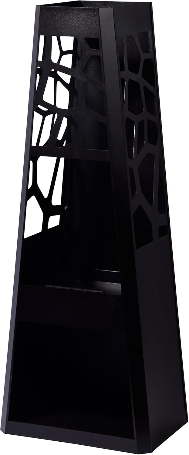 35424 Garden Stove XL Square Patio Stove Large with Storage Space for Firewood, Fire Pit Steel Powder-Coated Black 48 x 30.5 x 124 cm