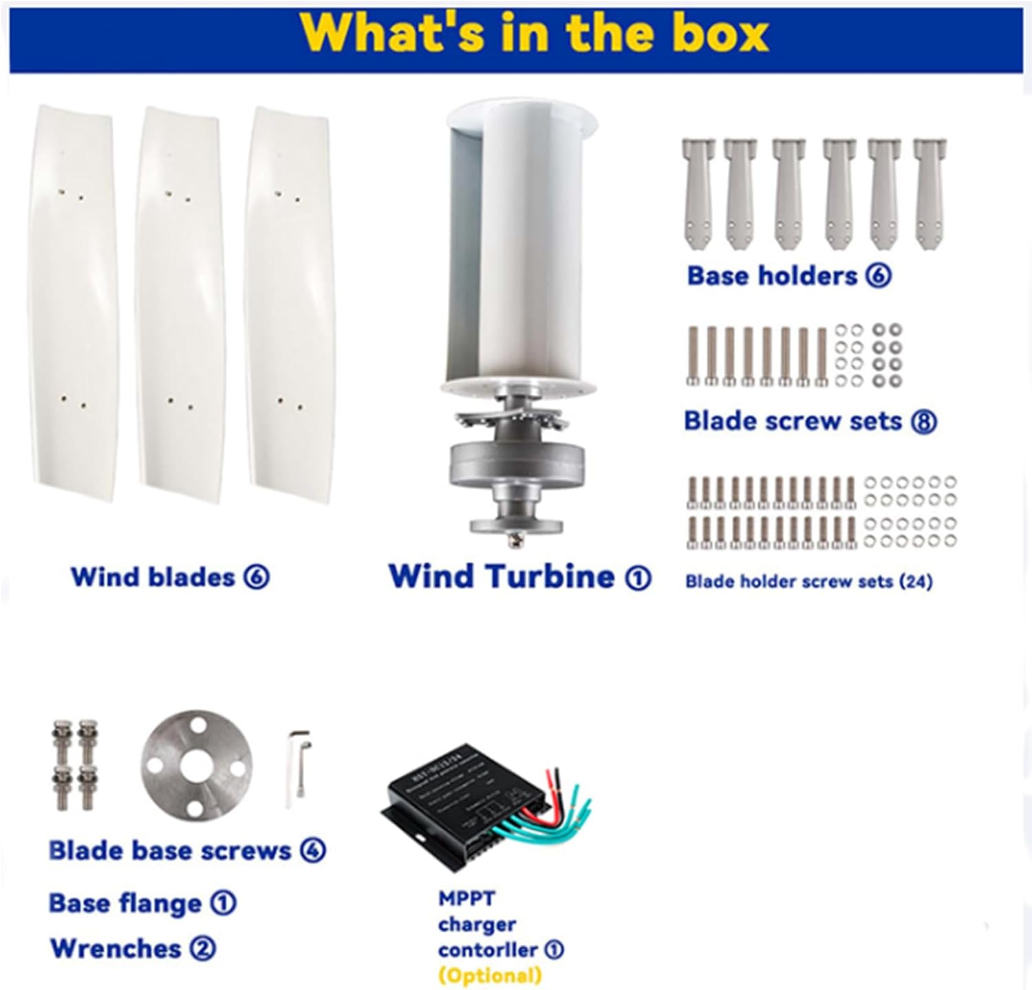 8000W 12V 24V Wind Turbine with Wind Charge Controller, Wind Generator Wind Turbine Generator Kit 3 Blades Suitable for Wind and Solar Power Systems,12v