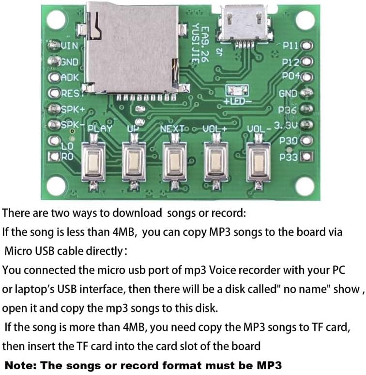PIR Motion Sensor MP3 Player Module with USB/TF Card Support, Voice Recorder for DIY Audio Announcements, 10 Pack