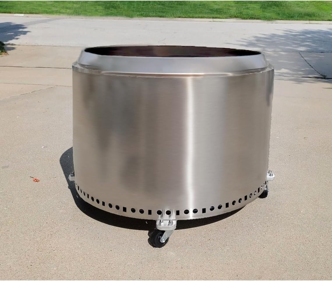 Fire Pit Wheeled Base for Solo Stove, Breeo and Others (Silver, 26.5 inch Diameter)