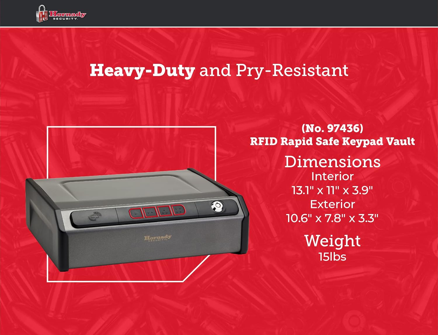 Hornady Rapid Safe Keypad Vault with RFID Touch Free Entry, 97436 - Tamper Proof Gun Safe Perfect for Storing Handguns, Gun Accessories, & Valuables - Three Entry Methods with 2 Included RFID Tags