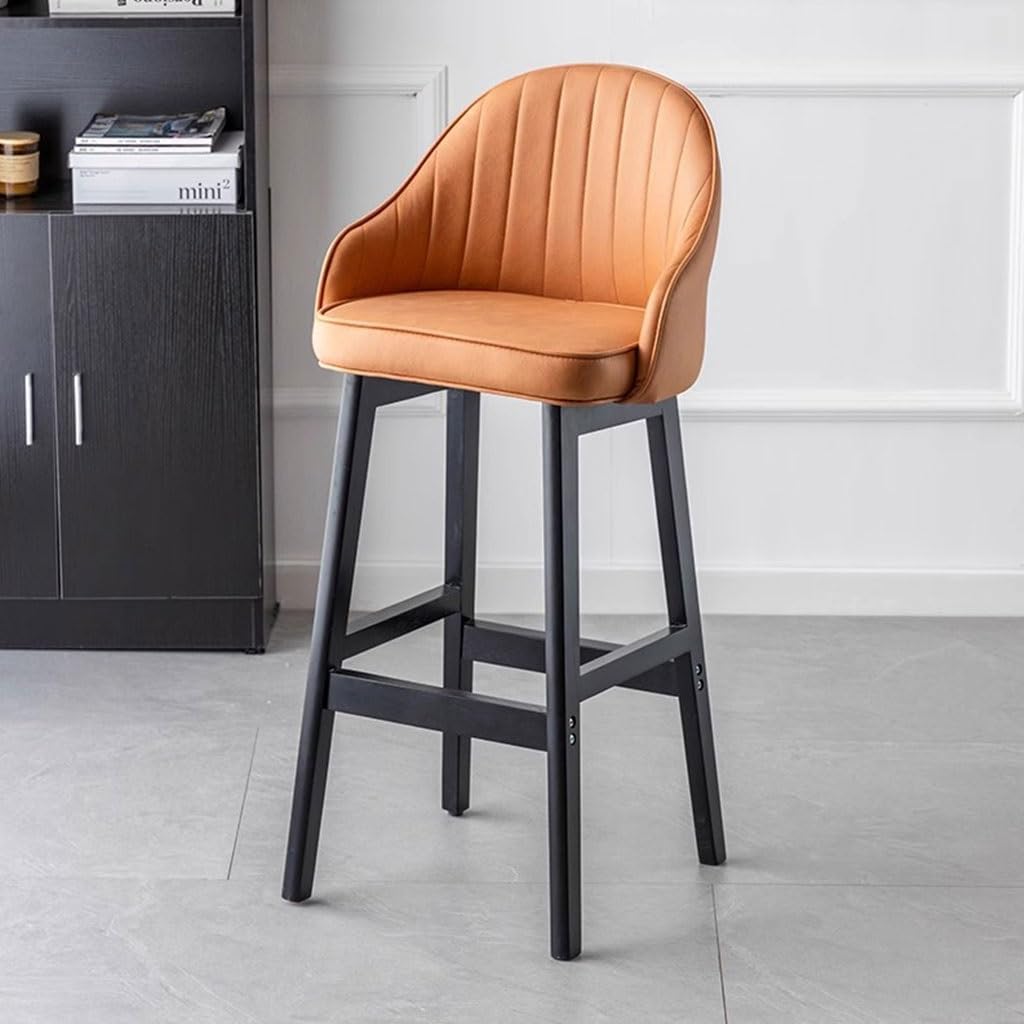 Modern Counter Height Bar Stools 29.5 Inch with Footrest, Dark Gray Wood Frame for Kitchen Pub Dining Breakfast Areas