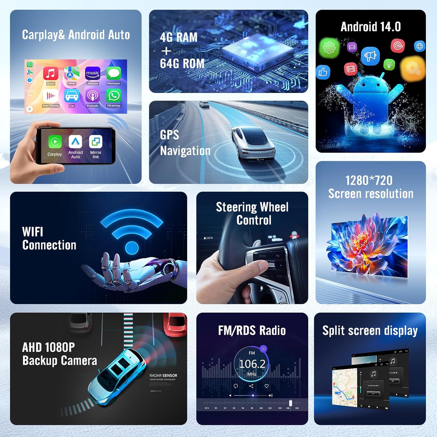 Android 14 4+64GB Car Stereo Radio for Isuzu N Series (NNR/NPR/NPS/NQR) Truck Car Stereo 7 Inch Touch Screen with Wireless Carplay Android Auto AHD Backup Camera