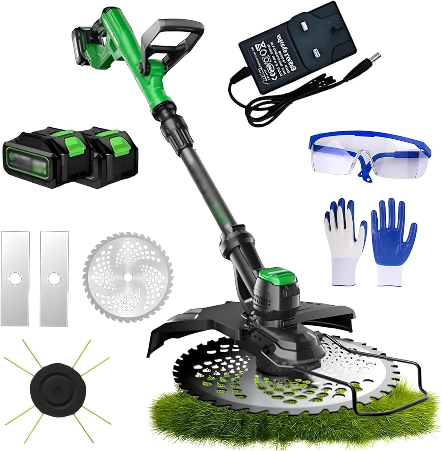 Brushless Cordless Weed Wacker & Edger & Lawn Mowerr with3.0Ah Battery, Running Time 60~80Mins for Lawn Yard Garden