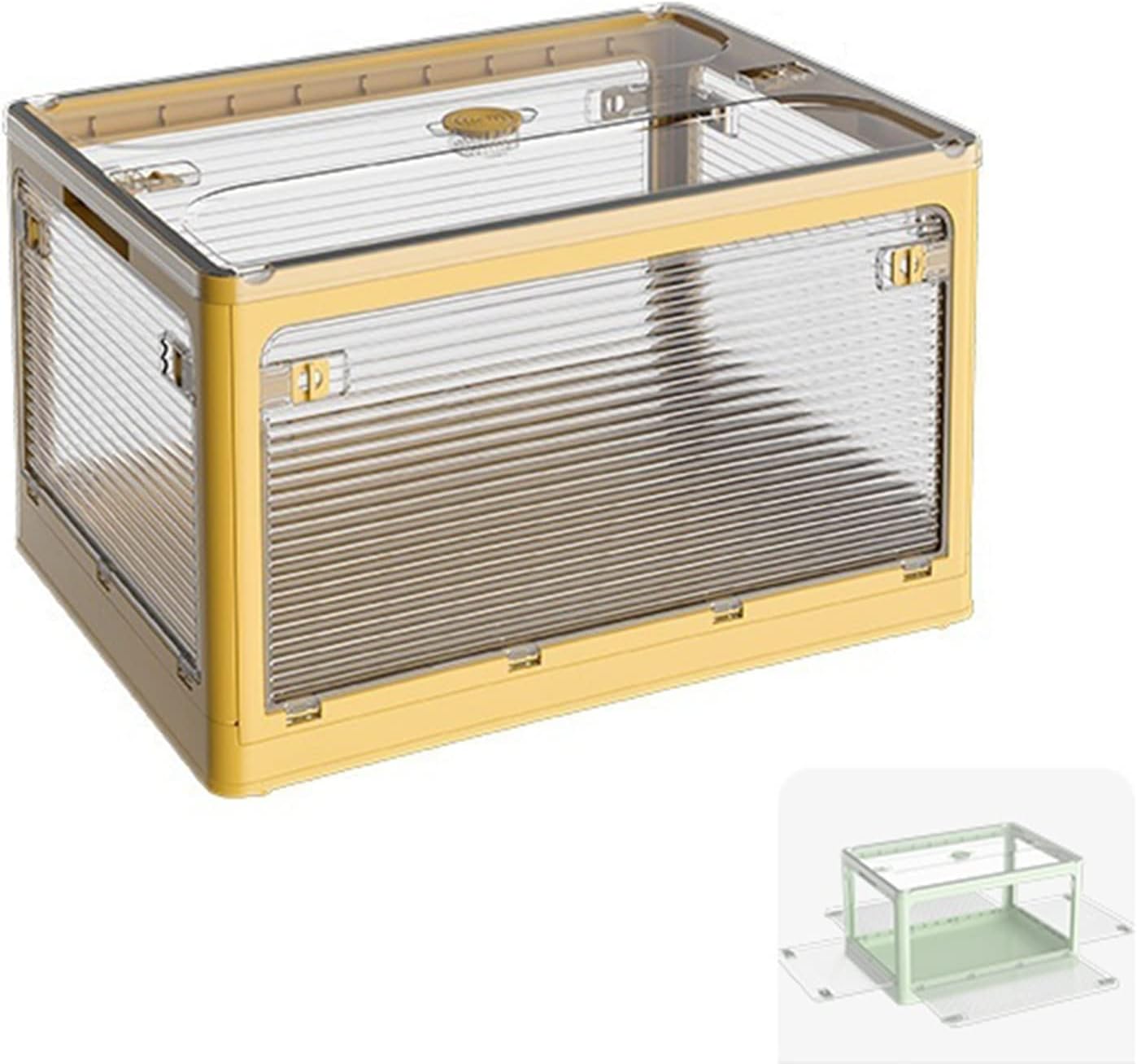 Outdoor Transparent Folding Storage Box, Plastic Stackable Utility Bins Foldable Container for Car, Snacks, Toys, Books, Tools for Camping