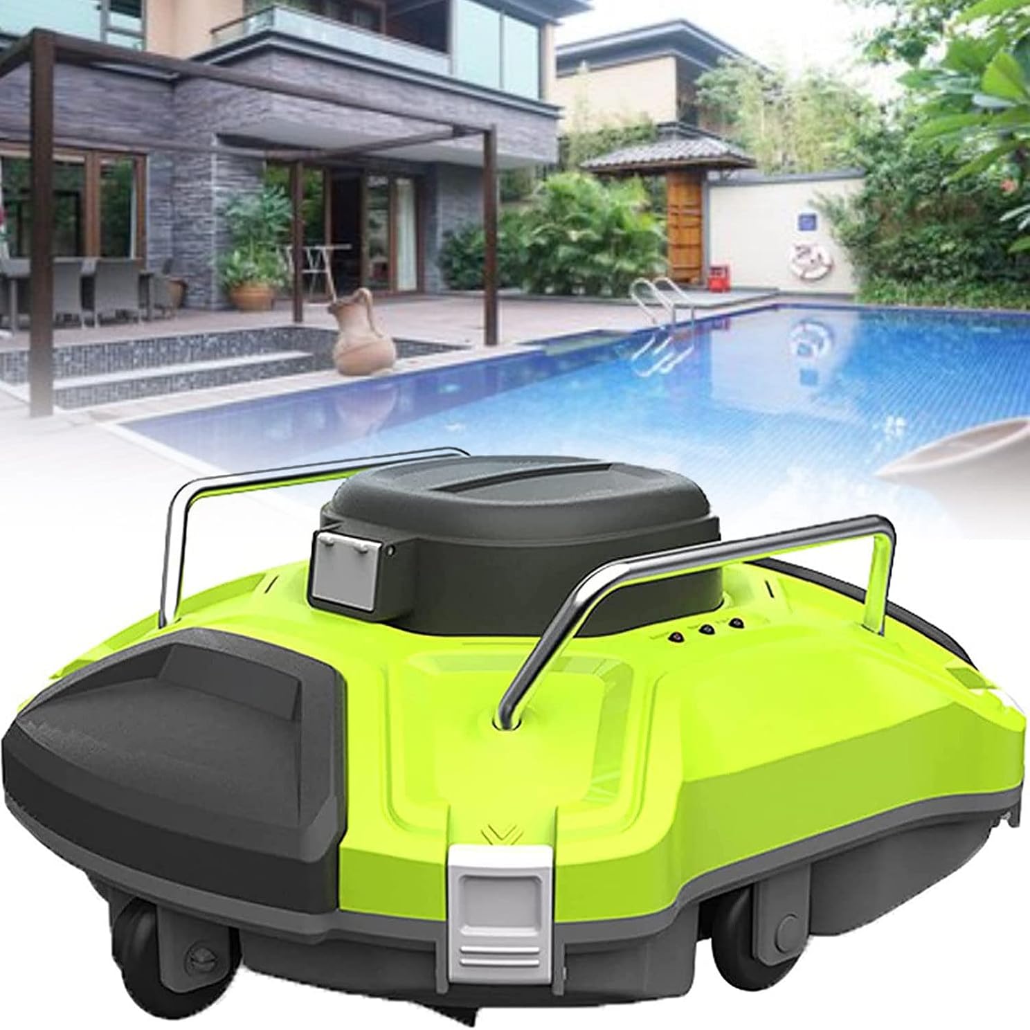 Upgrade Cordless Pool Vacuum for Above/In Ground Pool, Robotic Pool Cleaner Dual-Drive Motors Self-Parking Pool Cleaner Vacuum for Pools Up to 1000 Sq.Ft