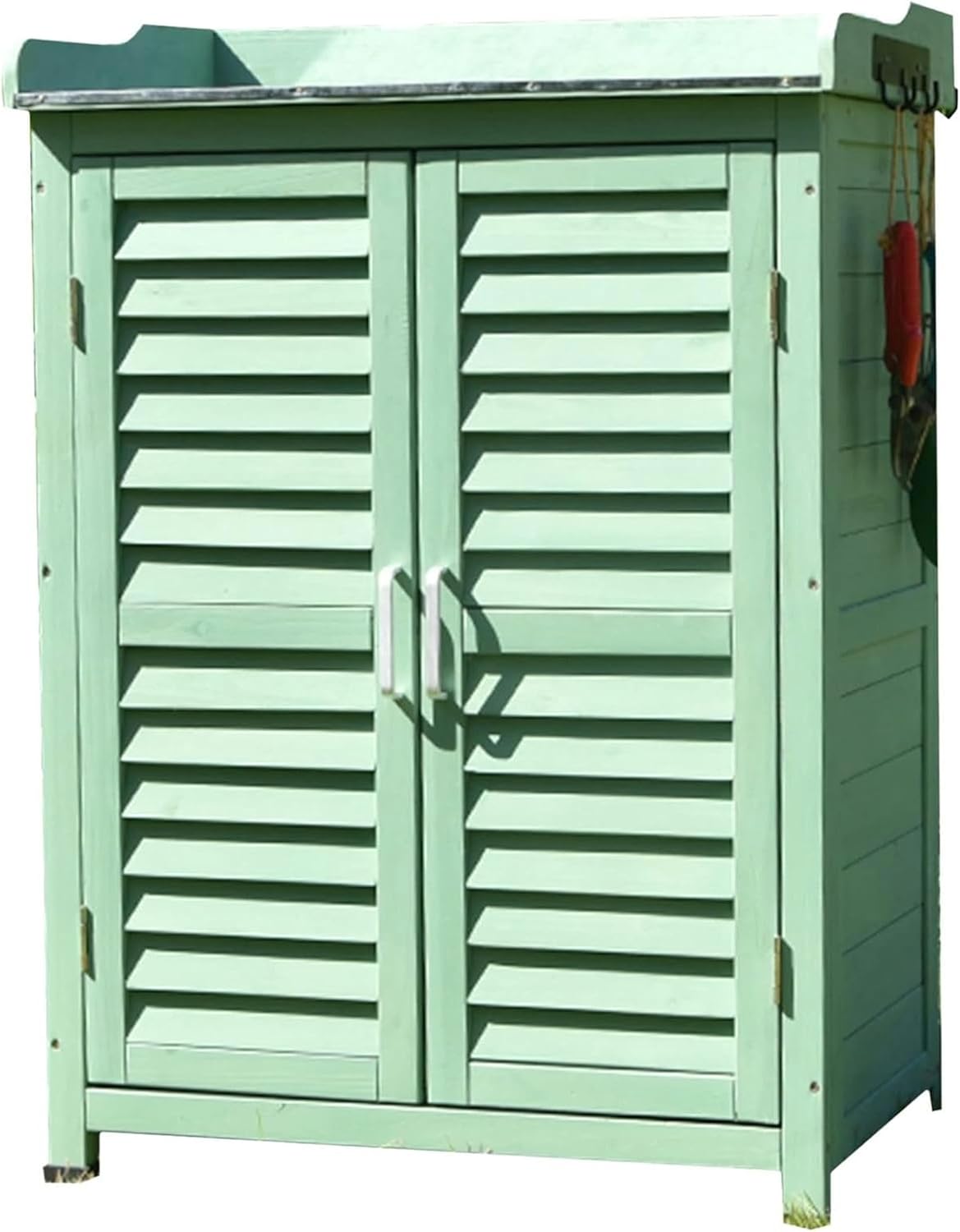 Small Outdoor Storage Shed with Waterproof Roof, Wooden Garden Tool Storage Cabinet, Weatherproof Garden House for Backyard, Patio Furniture and Lawn