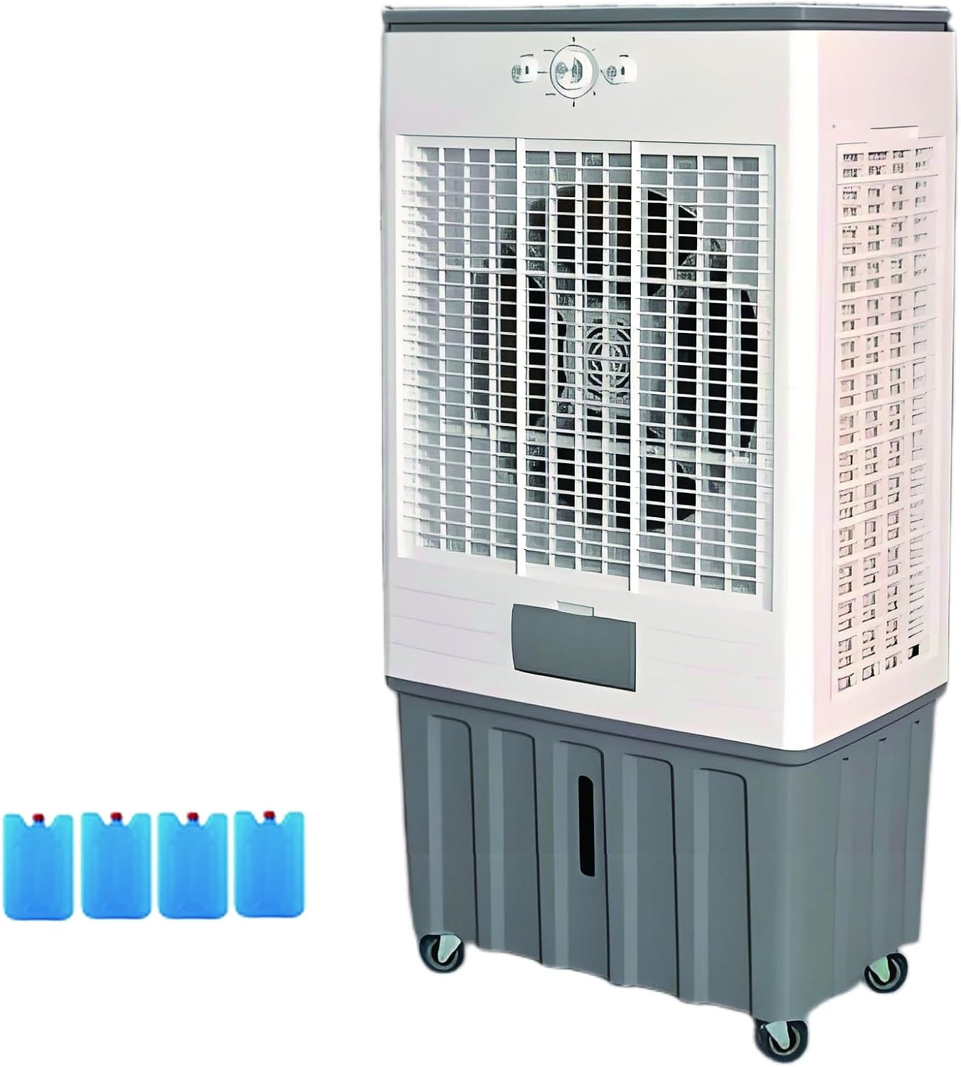 47in Outdoor Patio Air Conditioner, Evaporative Air Cooler with 4 Ice Packs, Portable Swamp Cooler, Ventless AC Unit Ductless, 3 Speeds, 18 Gal Tank for Room Garage Patio