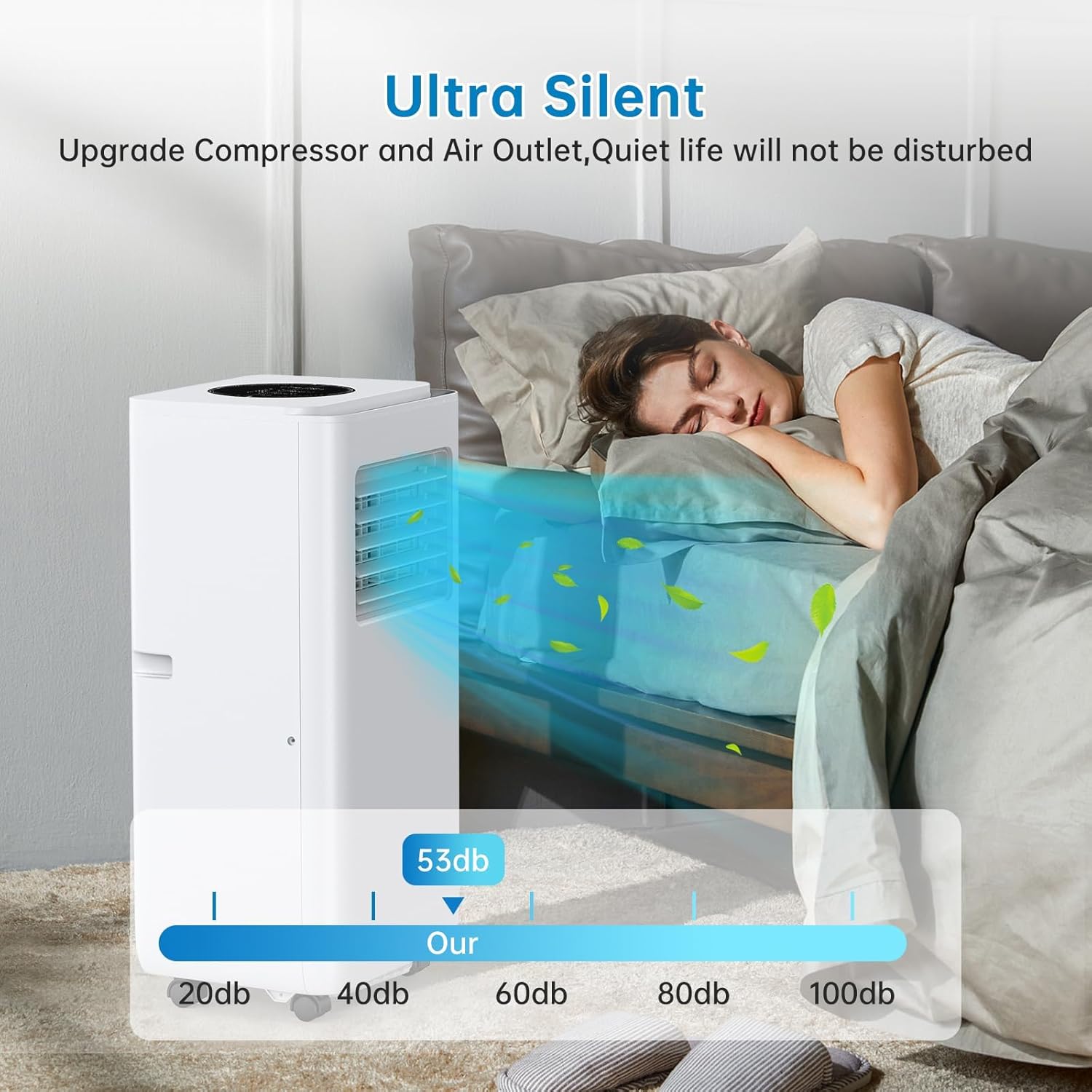 Portable Air Conditioners, 8000 BTU Portable AC for Rooms Up to 350 Sq.Ft. 3-In-1 Unit with Quick Cooling, Dehumidifying, 3-Speed Fan, 24H Timer/Remote Control/Ultra Quiet, White & Black